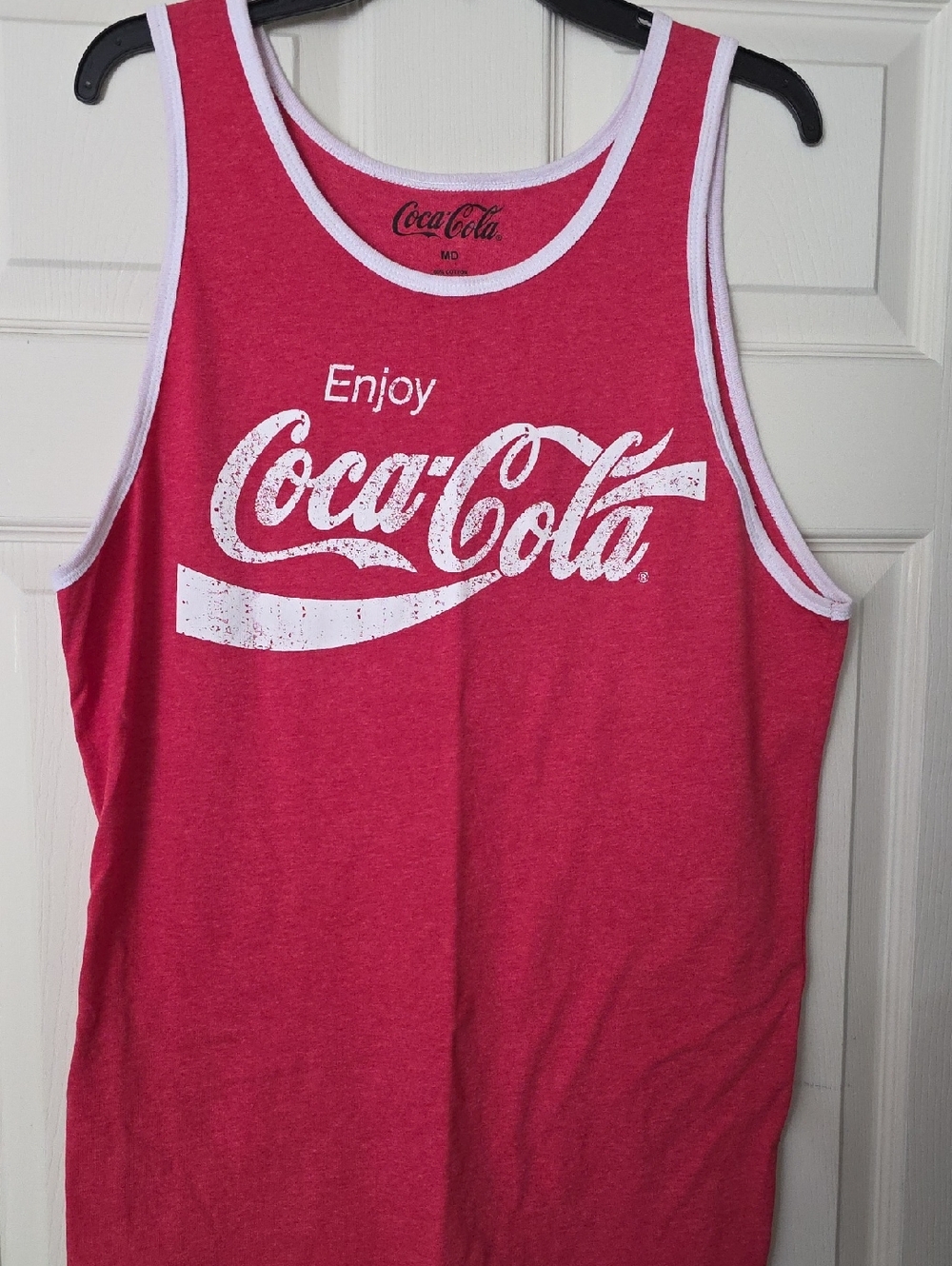 Coca-Cola White Logo Pink-Red Ringer Tank
